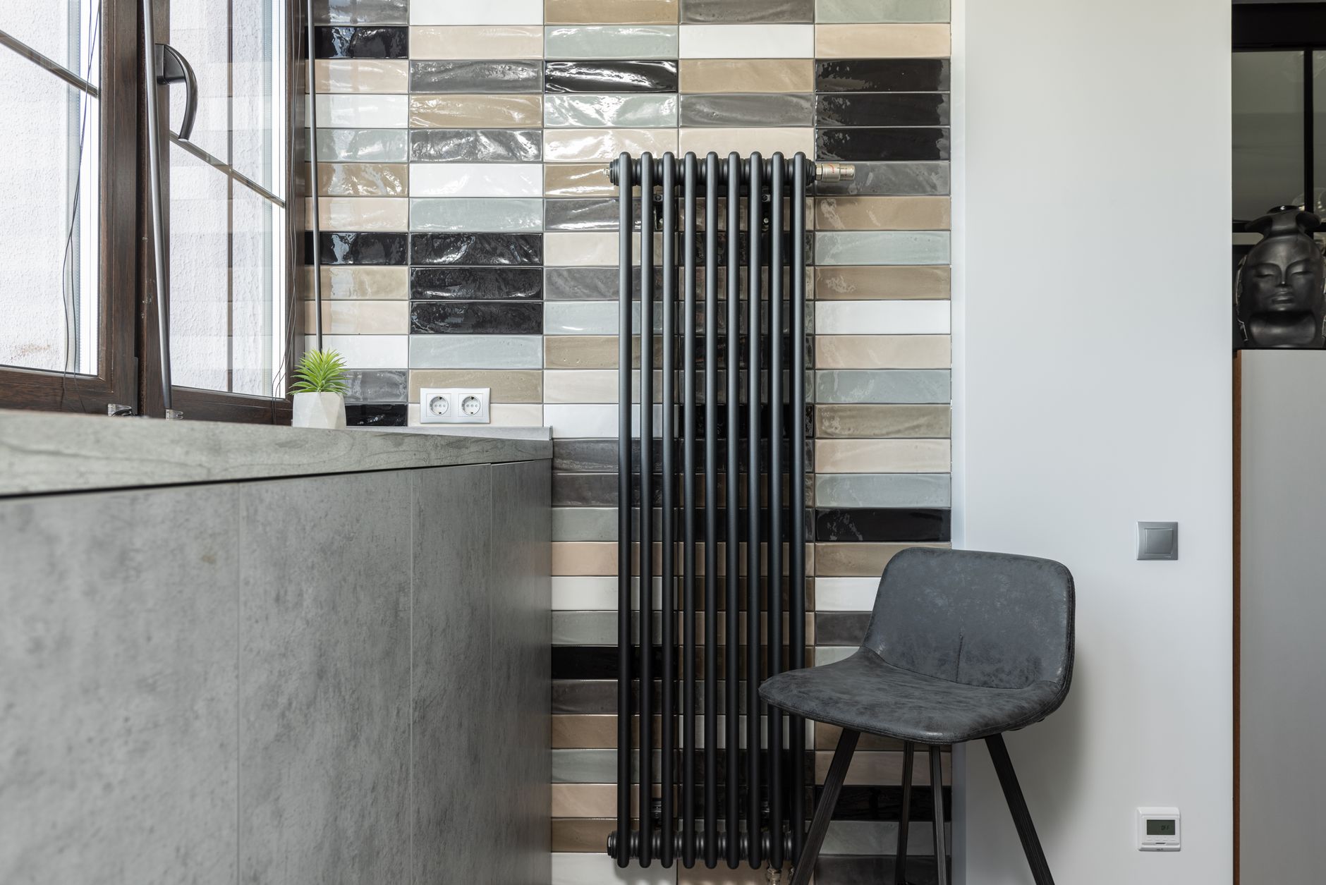 Traditional cast iron radiator heating system in a vintage home interior