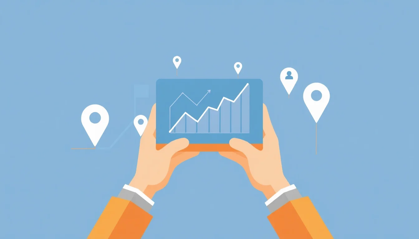 HVAC business owner checking search visibility and local rankings on a digital dashboard