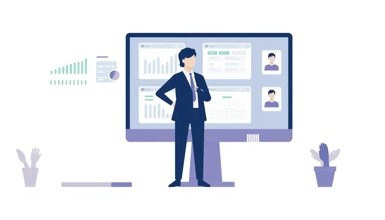 Practice manager reviewing dental hygienist staffing solutions on integrated management dashboard