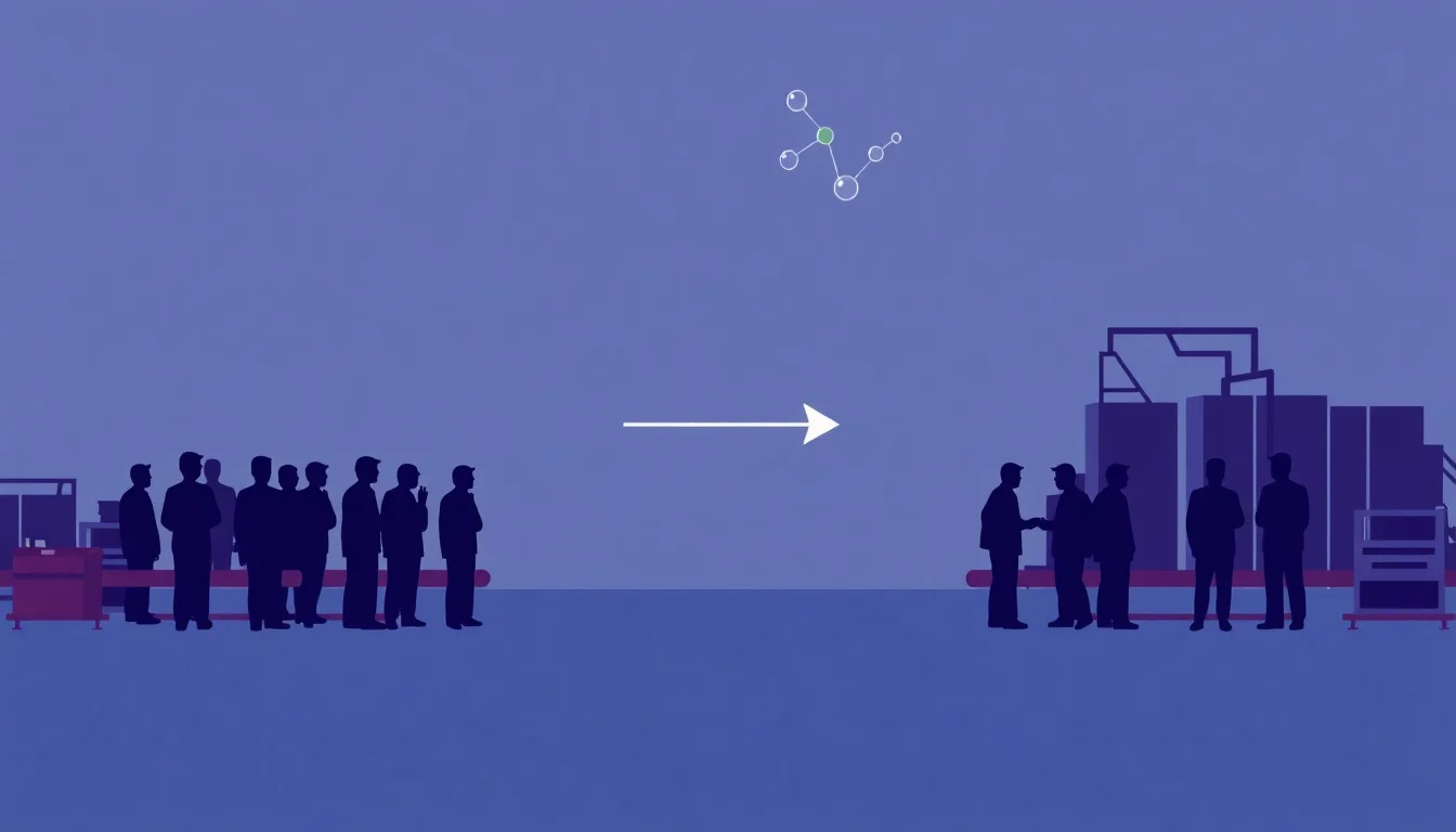 Two production lines with uneven worker distribution illustrating the need for real-time worker rebalancing