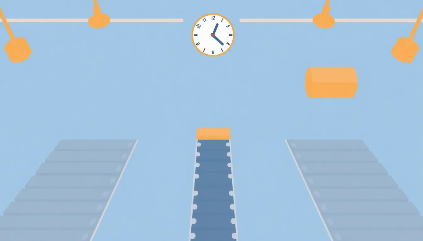 A production line clock showing delayed morning startup time on a factory floor