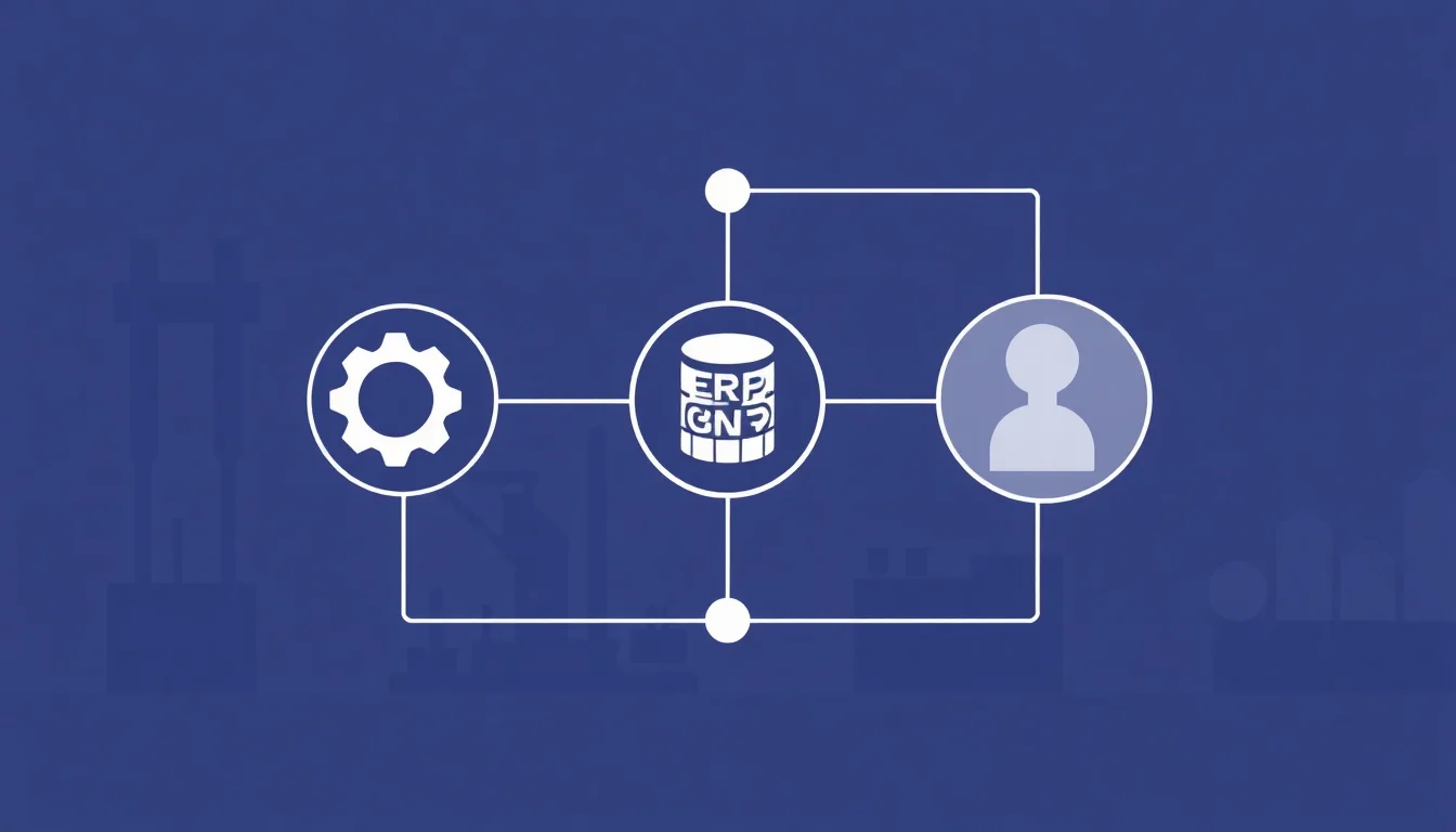 Workforce intelligence data seamlessly connecting to MES and ERP systems on a factory floor