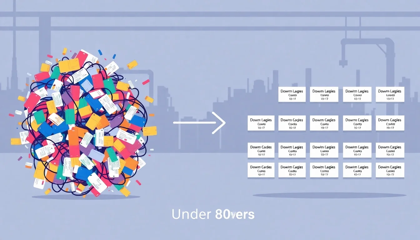 Disorganized downtime codes being sorted into a structured system for manufacturing insights