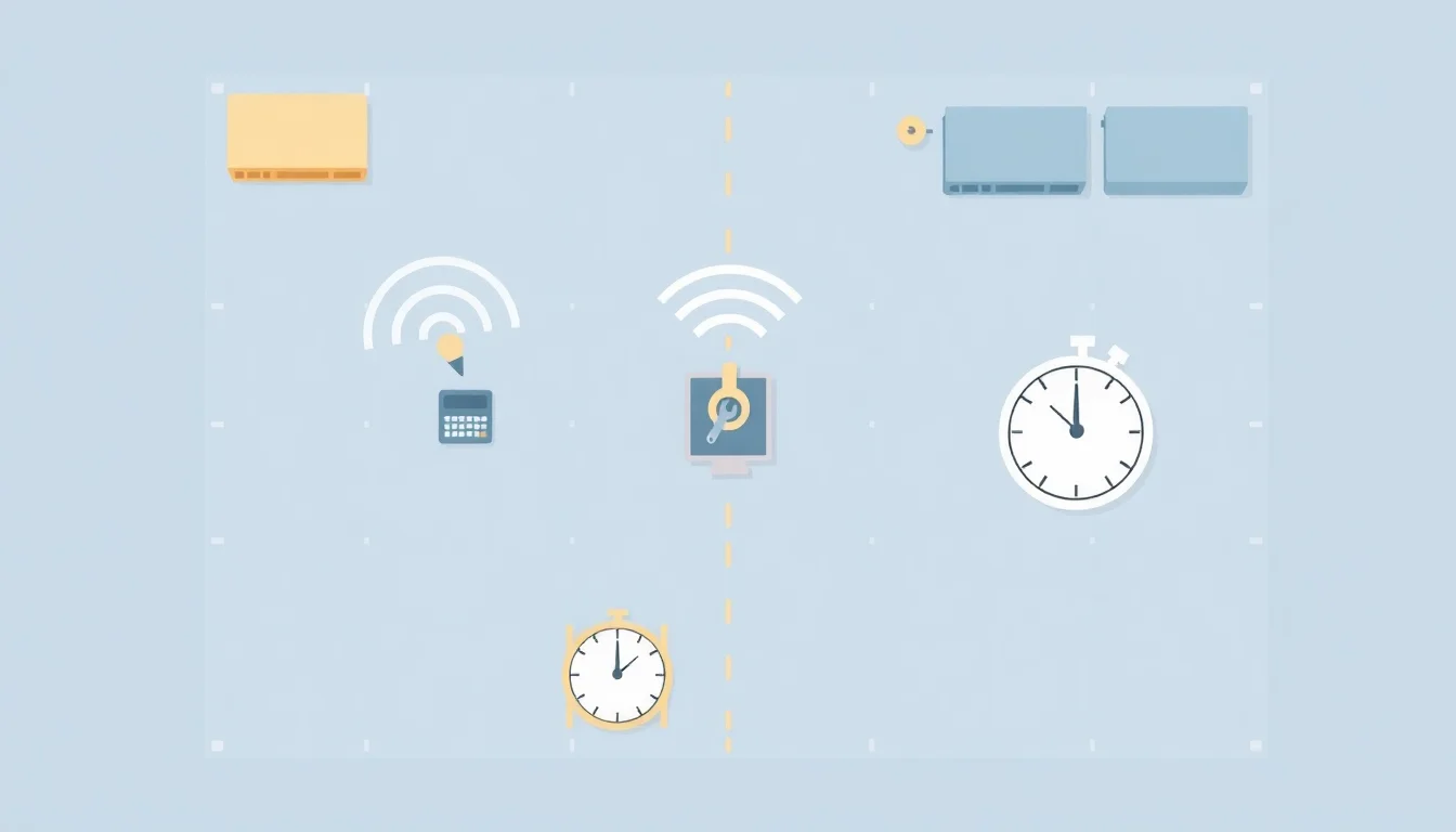 A stopwatch tracking mechanic response time on a manufacturing floor