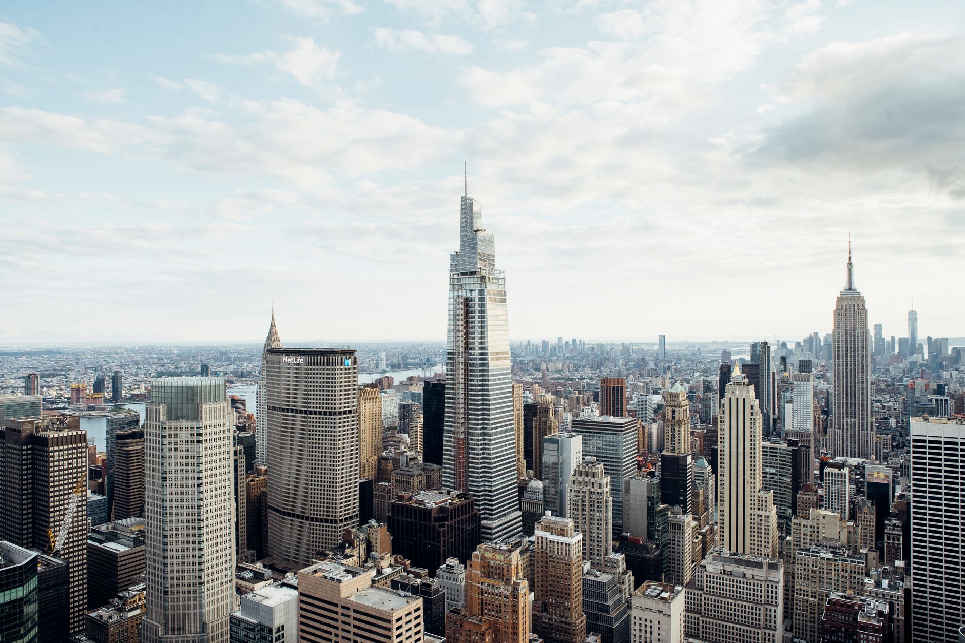 Manhattan skyline with luxury residential buildings and New York cityscape