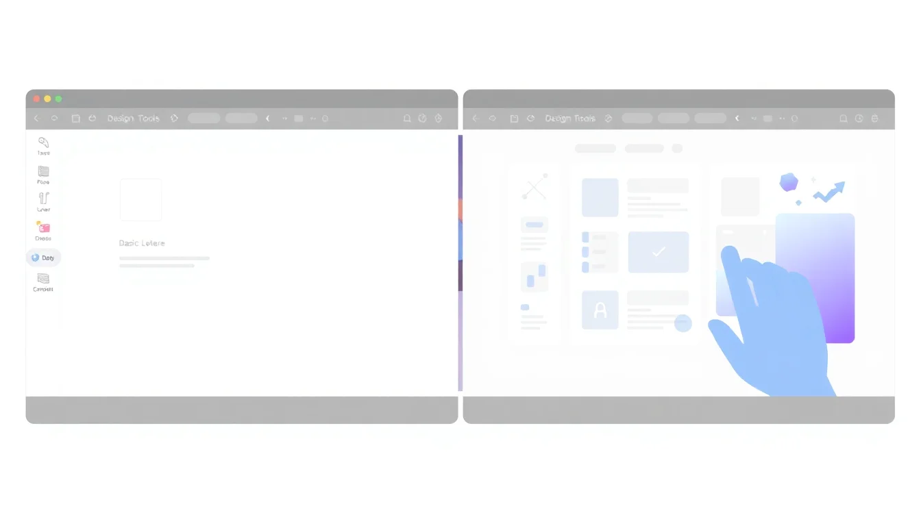Split-screen showing basic design tools on left compared to expanded features on right, representing Canva free versus Pro upgrade options.