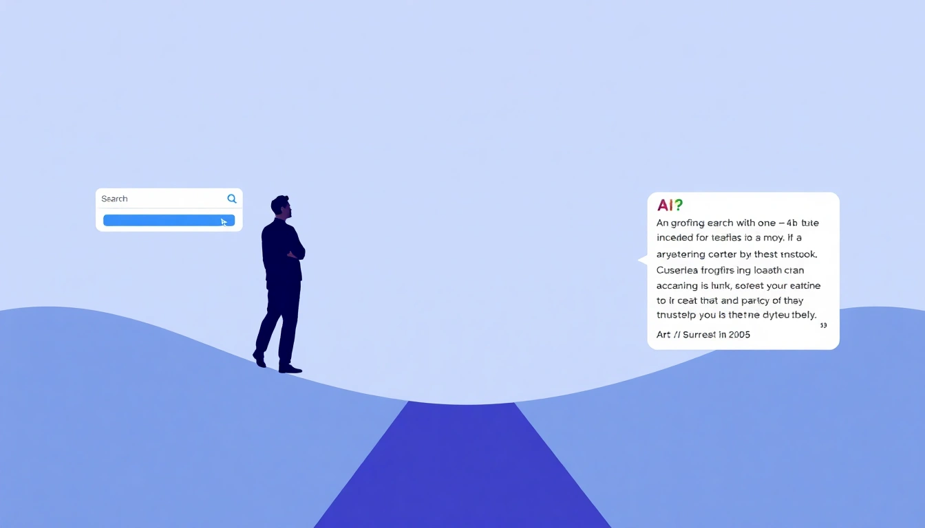 Two diverging paths representing featured snippets and AI overviews in search results