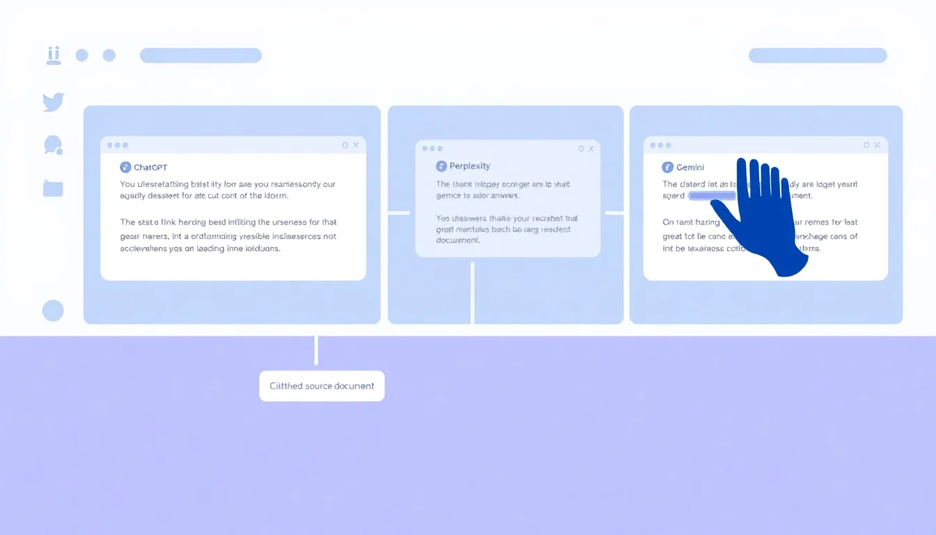 Dashboard displaying AI engine citations tracking across multiple platforms with reference links highlighted.