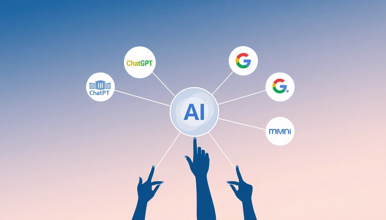 Network diagram showing a content hub connected to multiple AI engines for brand citation
