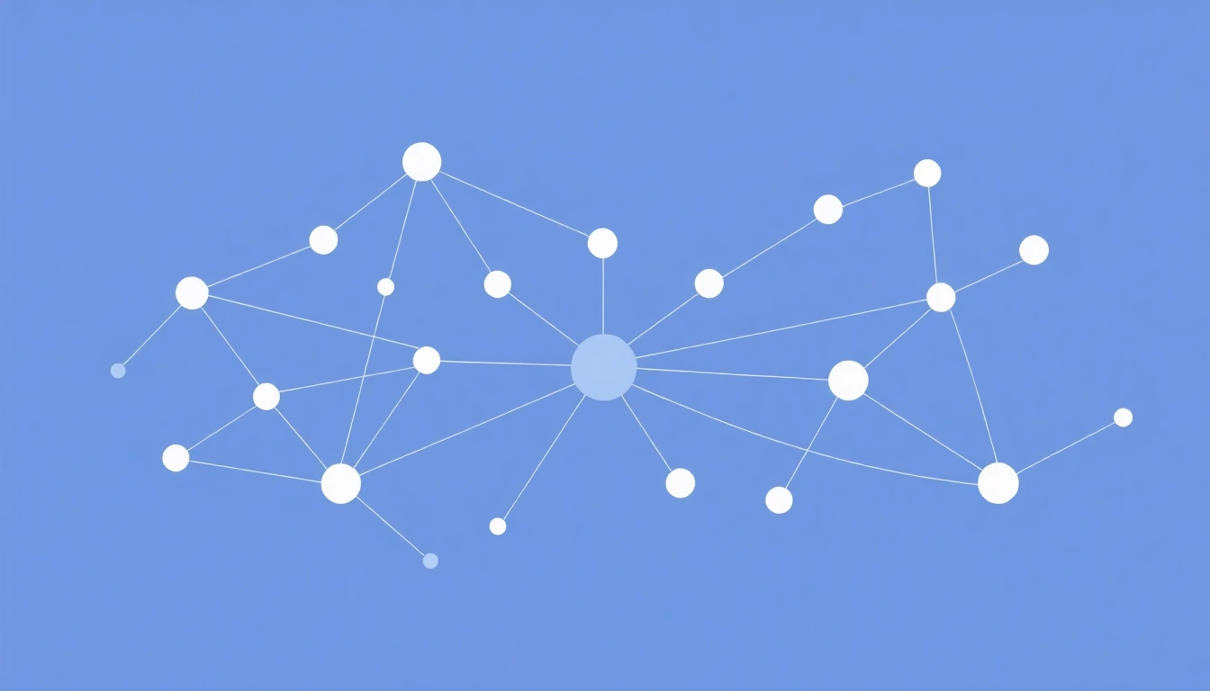 Connected nodes and pathways showing a single highlighted route through a network structure