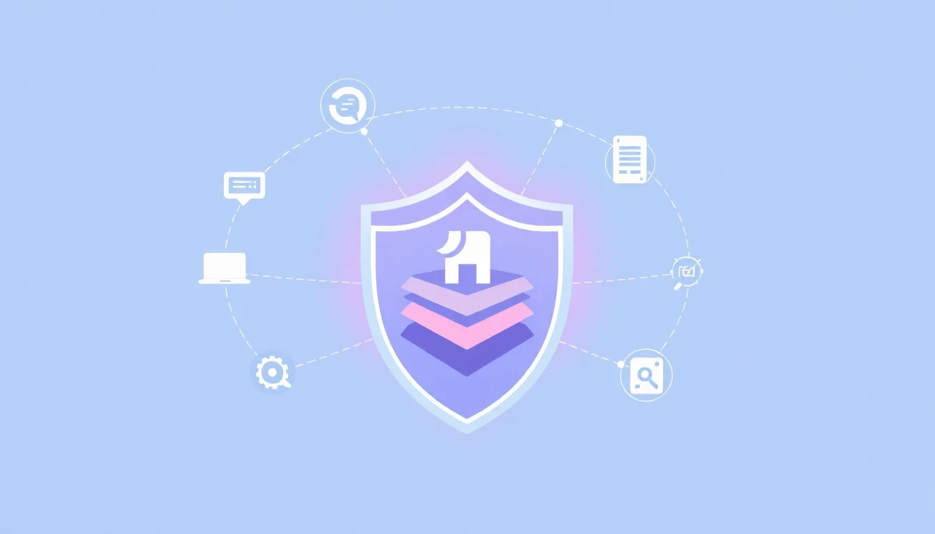 Digital fortress protecting content as AI engines orbit around a central hub
