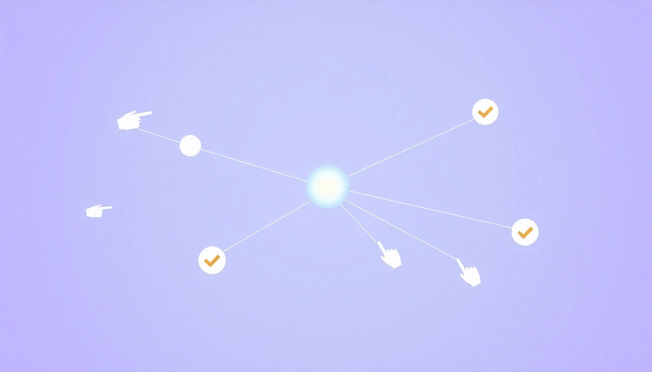 Connected nodes representing AI engines selecting and citing credible sources through verification checkmarks.
