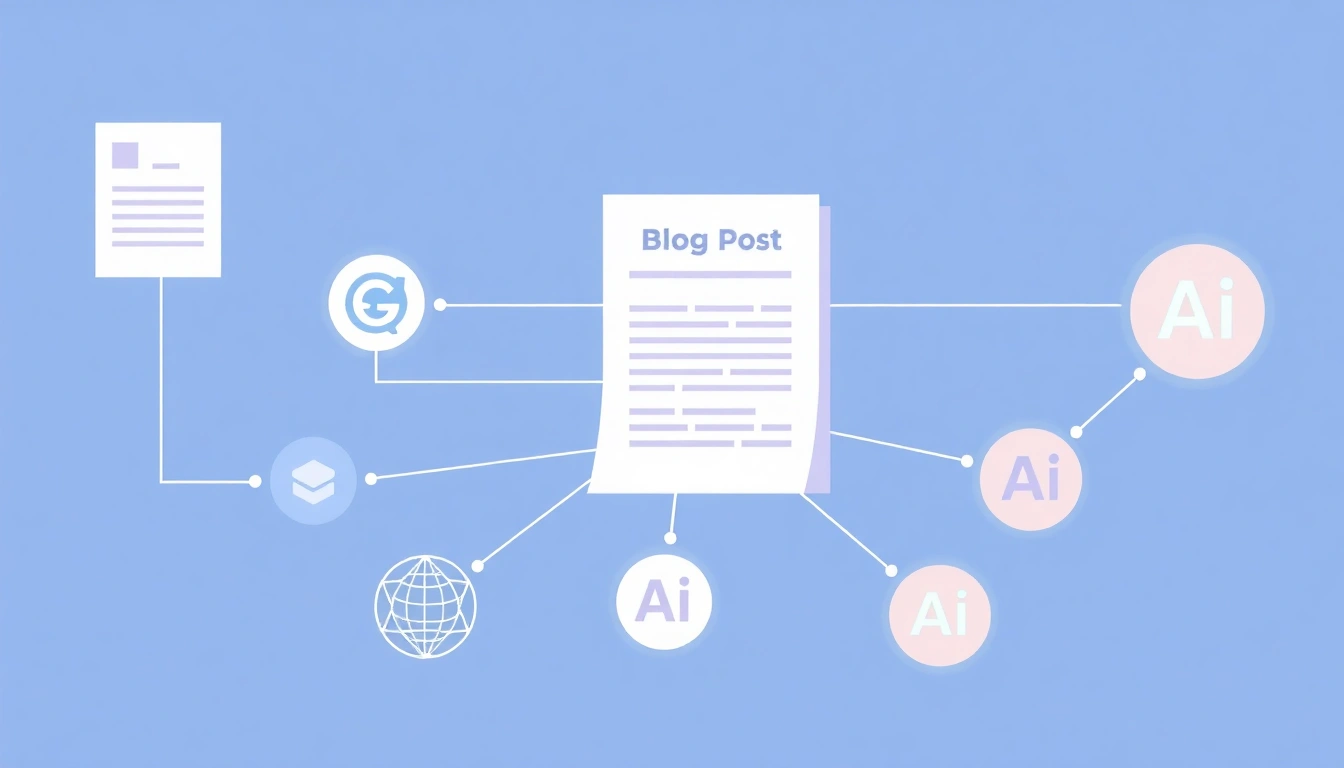 Digital pathways connecting blog content to multiple AI engines for citation and discovery